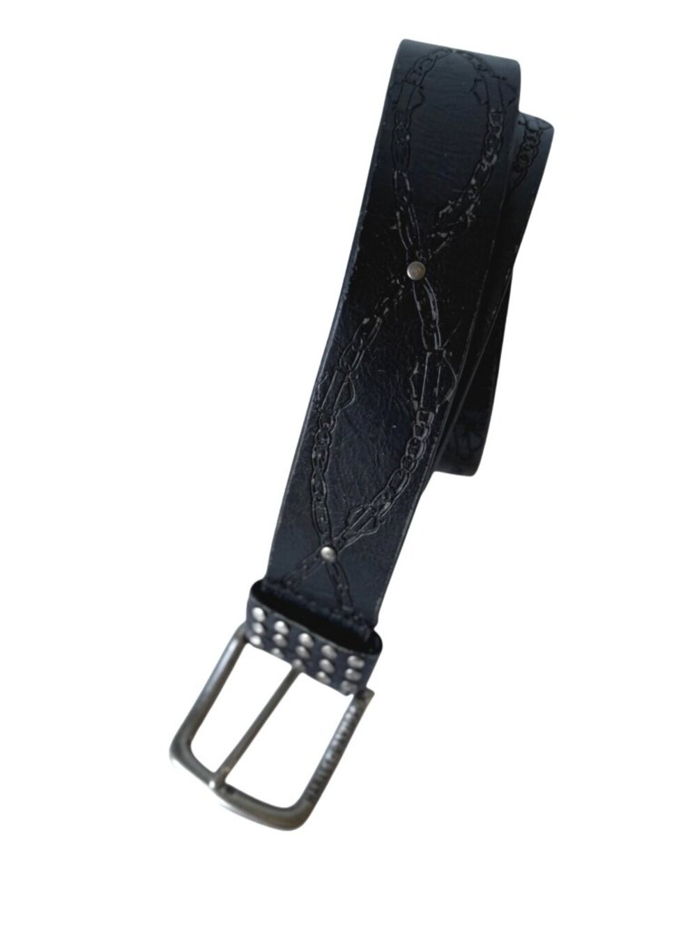 Harley-Davidson Men's Leather Belt XL Black Barbed Wire Chain Link Studded Biker